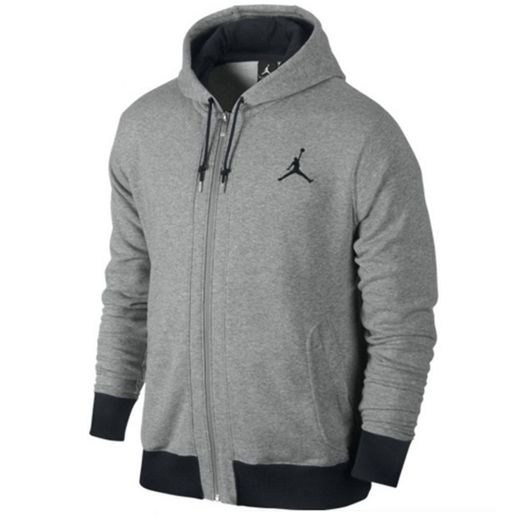 Nike Air Jordan All Around FZ Hooded Zip Front Gray Black Jacket Medium - Picture 1 of 12